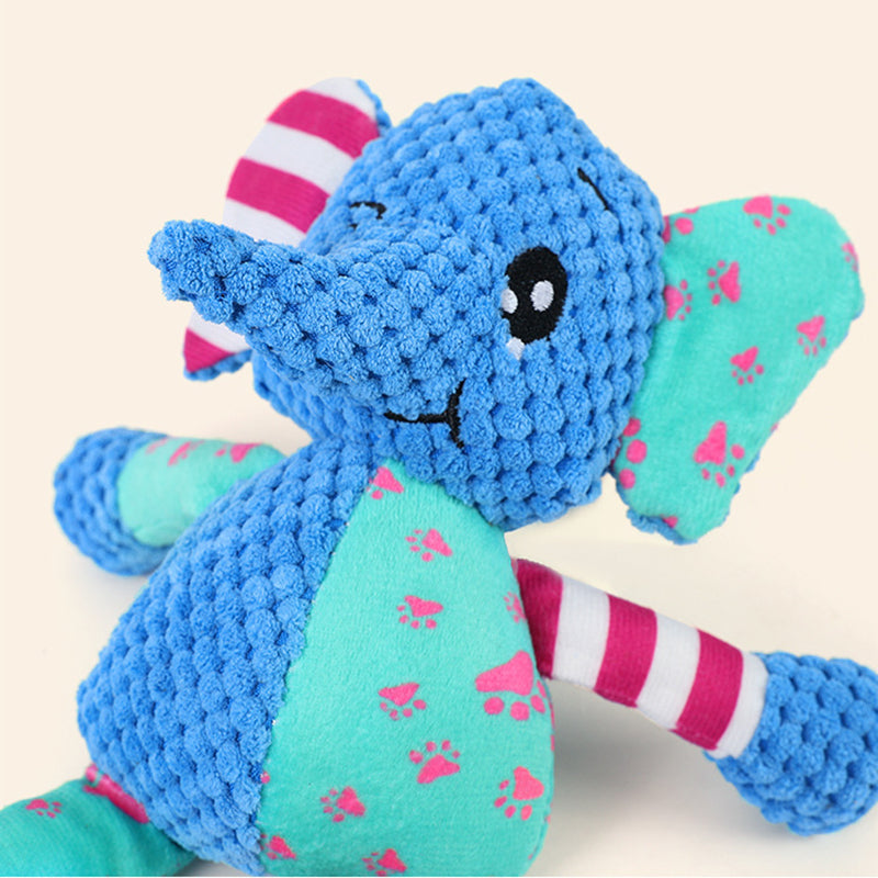Cute Animal Plush Dog Toy - Squeaky Chew for Teeth Grinding (Elephant, Fox, Rabbit)