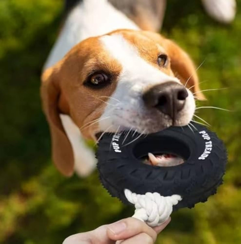 Indestructible Tire Dog Chew Toy - Treat Dispensing for Aggressive Chewers