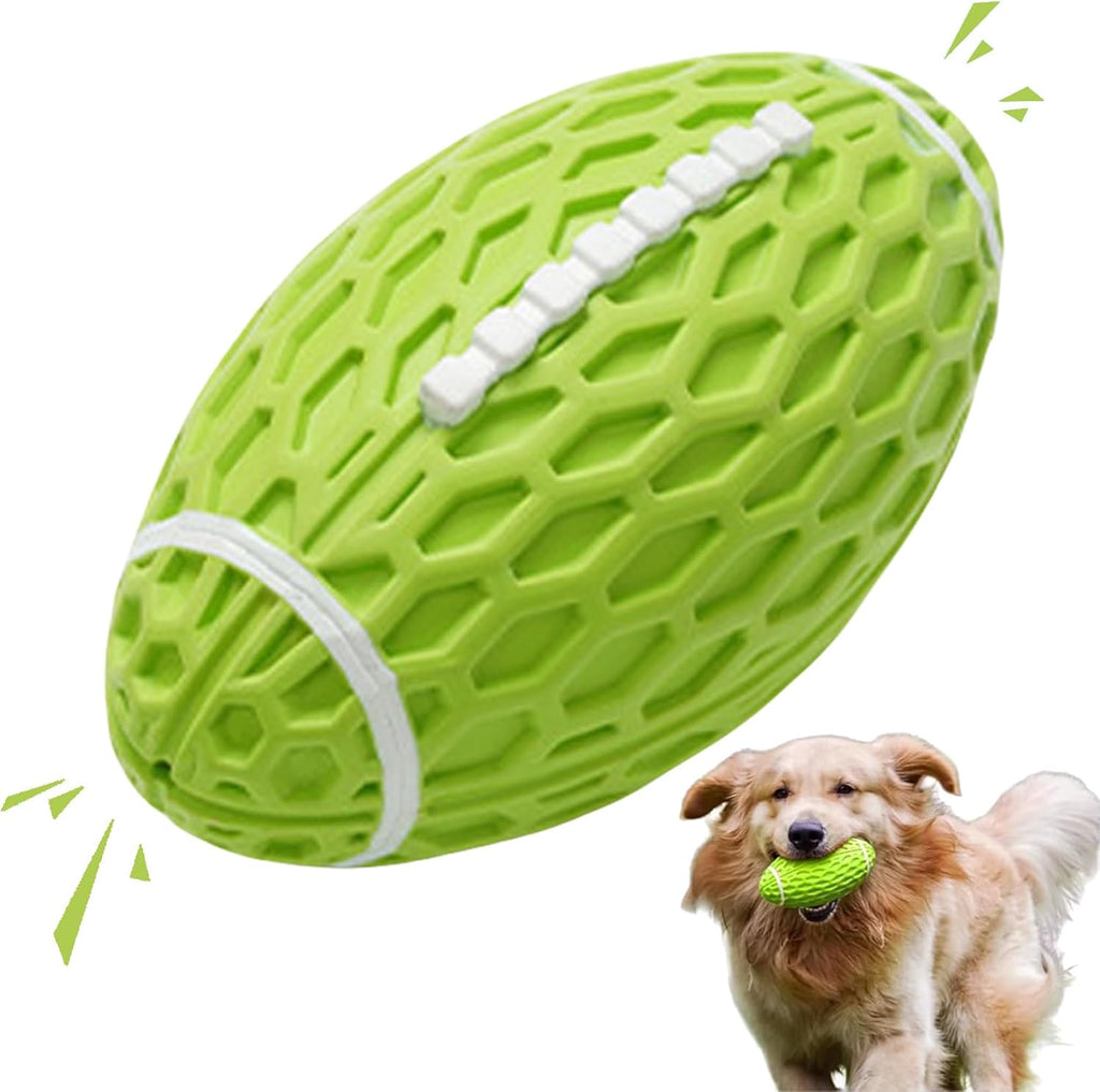 Durable Rugby Dog Chew Toy - Squeaky Rubber for Aggressive Chewers (S/L)