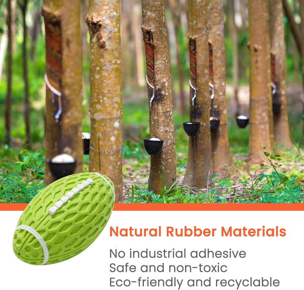 Durable Rugby Dog Chew Toy - Squeaky Rubber for Aggressive Chewers (S/L)