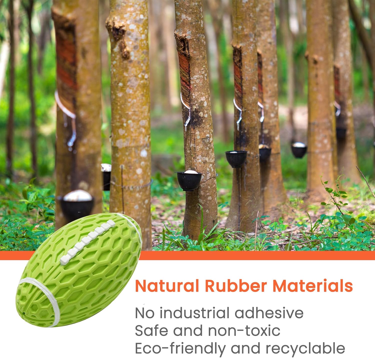 Durable Rugby Dog Chew Toy - Squeaky Rubber for Aggressive Chewers (S/L)