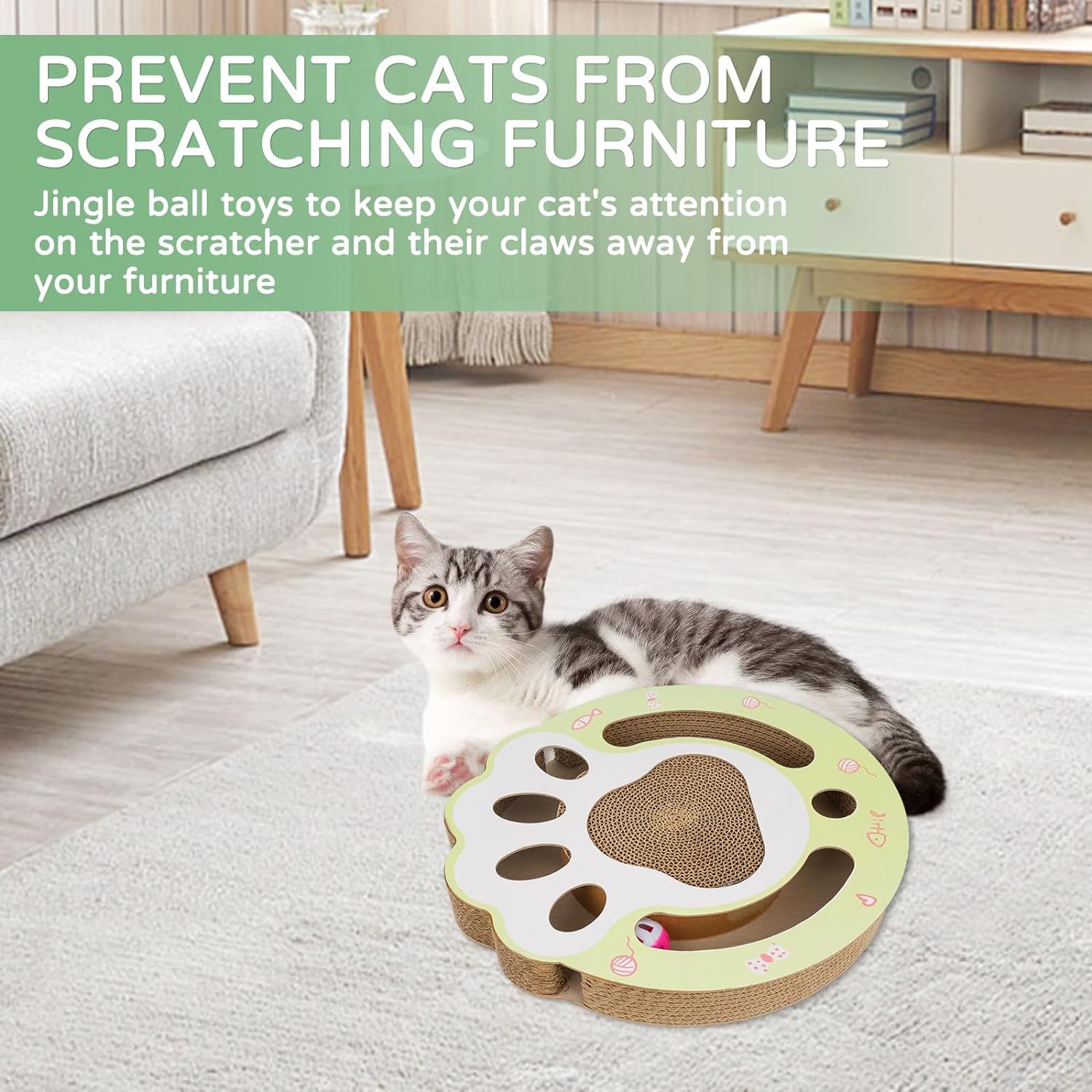 Round Cat Scratcher with Ball Track - 2-in-1 Scratching Pad & Interactive Toy