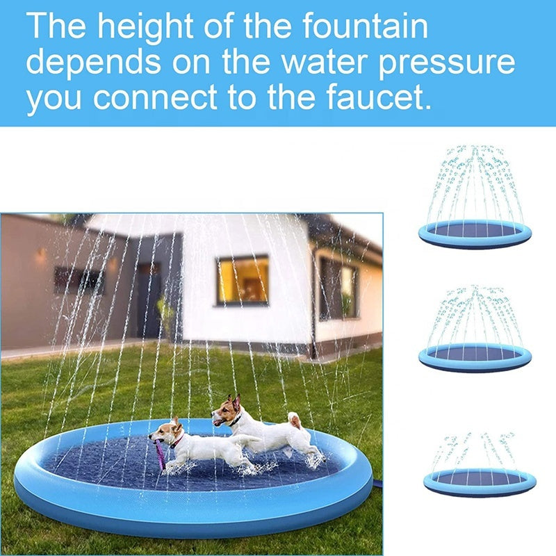 Dog Splash Pad Sprinkler Mat - Anti-Slip Outdoor Water Play for Pets & Kids