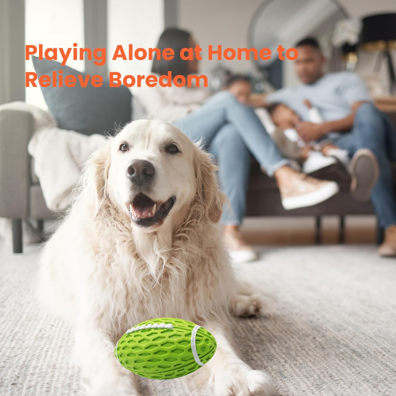 Durable Rugby Dog Chew Toy - Squeaky Rubber for Aggressive Chewers (S/L)