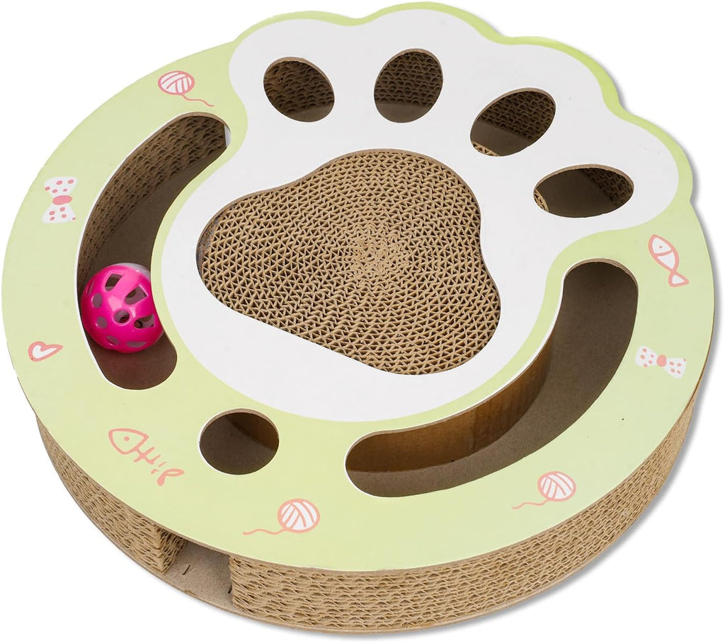 Round Cat Scratcher with Ball Track - 2-in-1 Scratching Pad & Interactive Toy