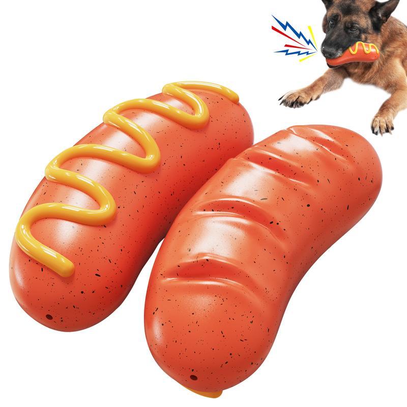 Indestructible Hot Dog Chew Toy - Tough Rubber for Aggressive Chewers