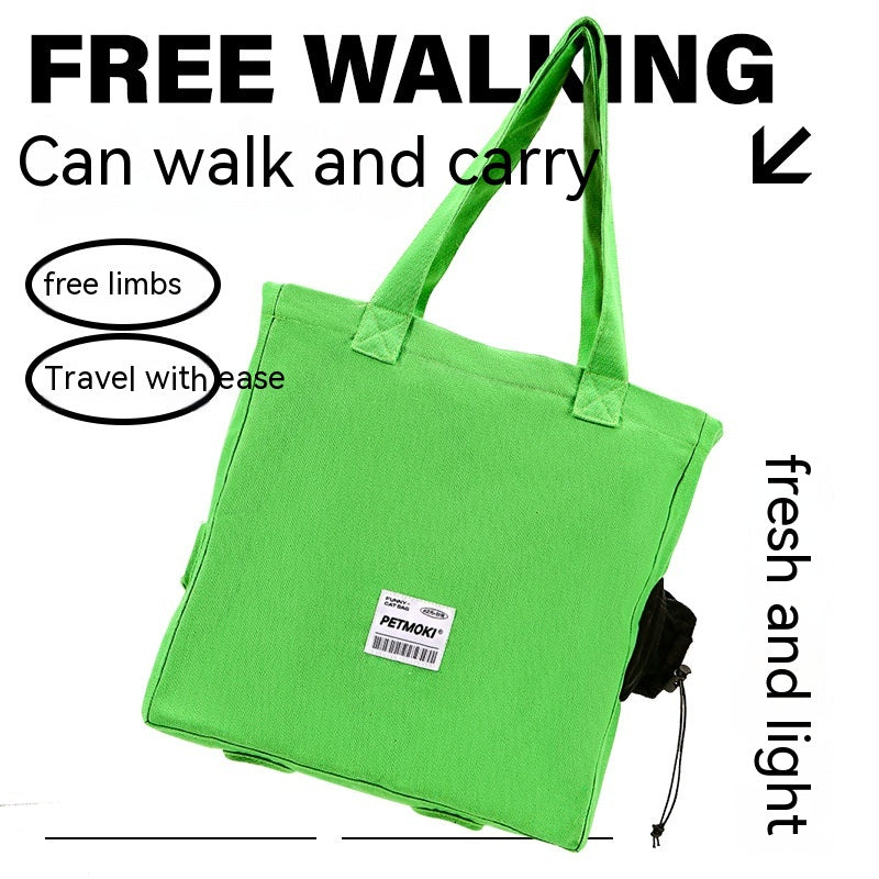 PetMoki Funny Cat Bag - Dual-Purpose Canvas Carrier & Walking Sling for Cats