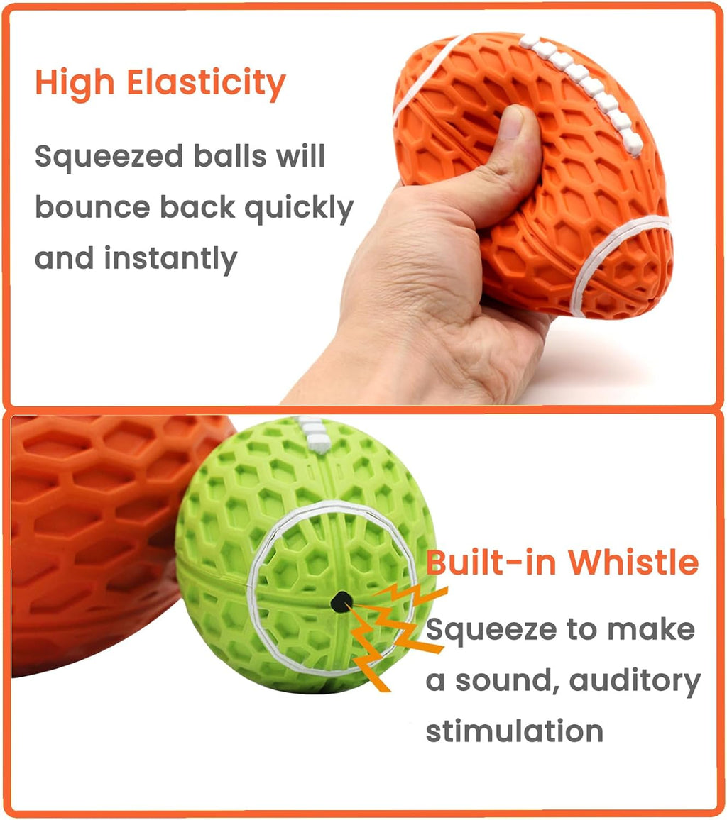 Durable Rugby Dog Chew Toy - Squeaky Rubber for Aggressive Chewers (S/L)