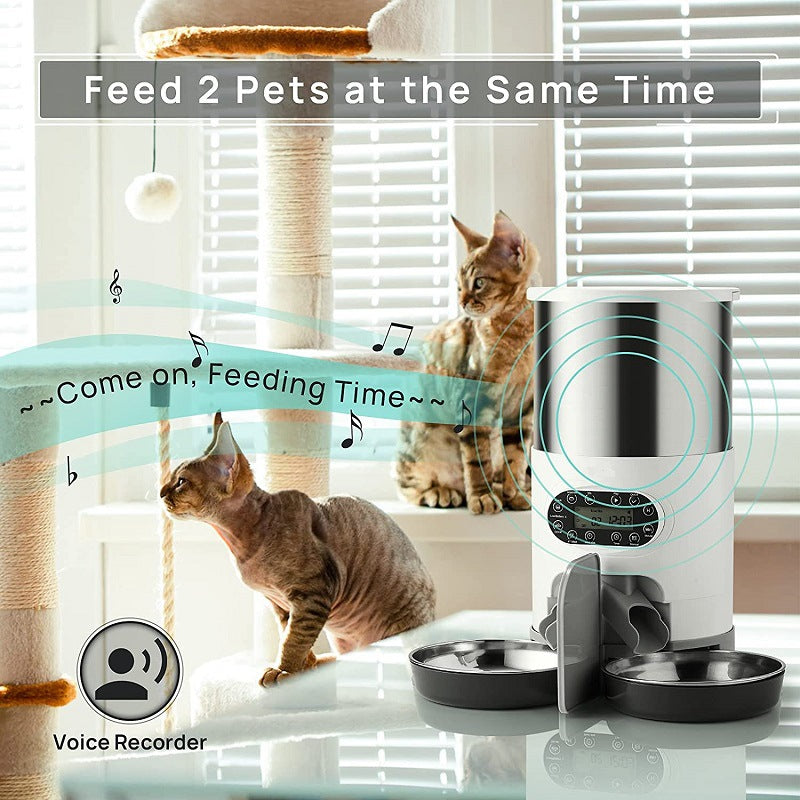 4.5L Smart WiFi Automatic Pet Feeder - Dual Bowl Dispenser with Voice Recorder & App Control