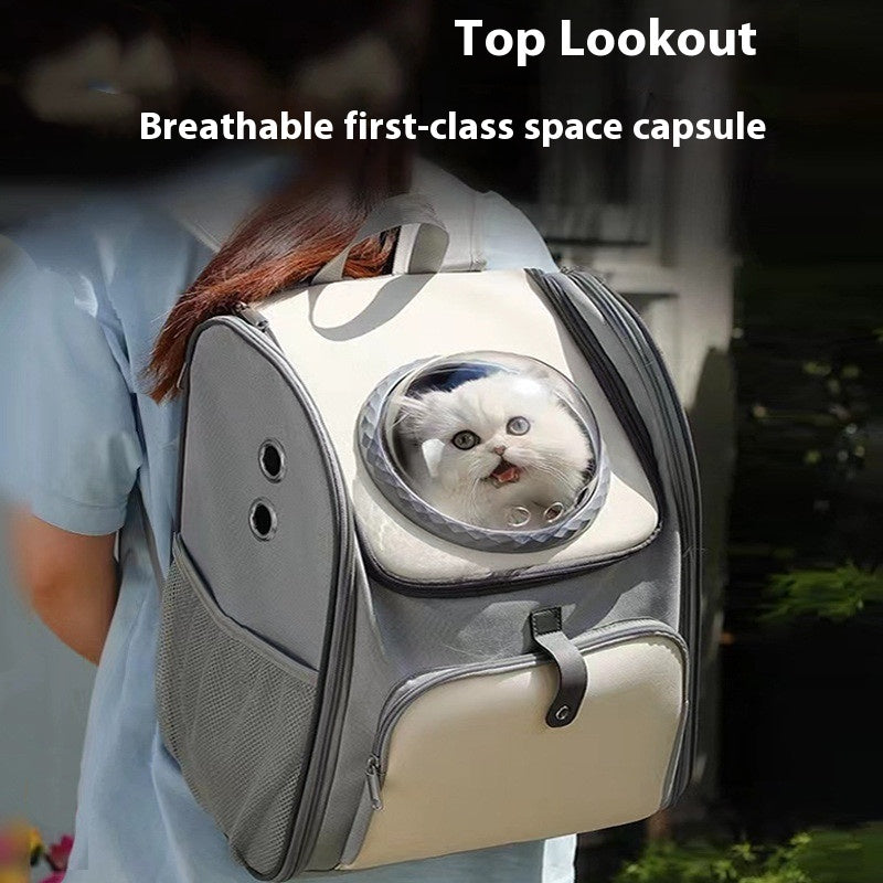 Space Capsule Pet Backpack - Multi-Mode Breathable Carrier with Bubble Dome for Cats & Small Dogs