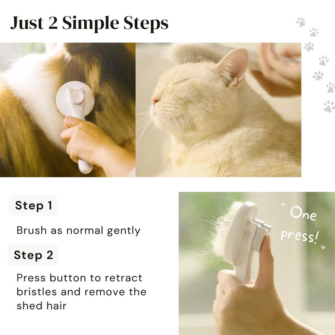 Self-Cleaning Slicker Brush - One-Click Deshedding for Cats & Dogs