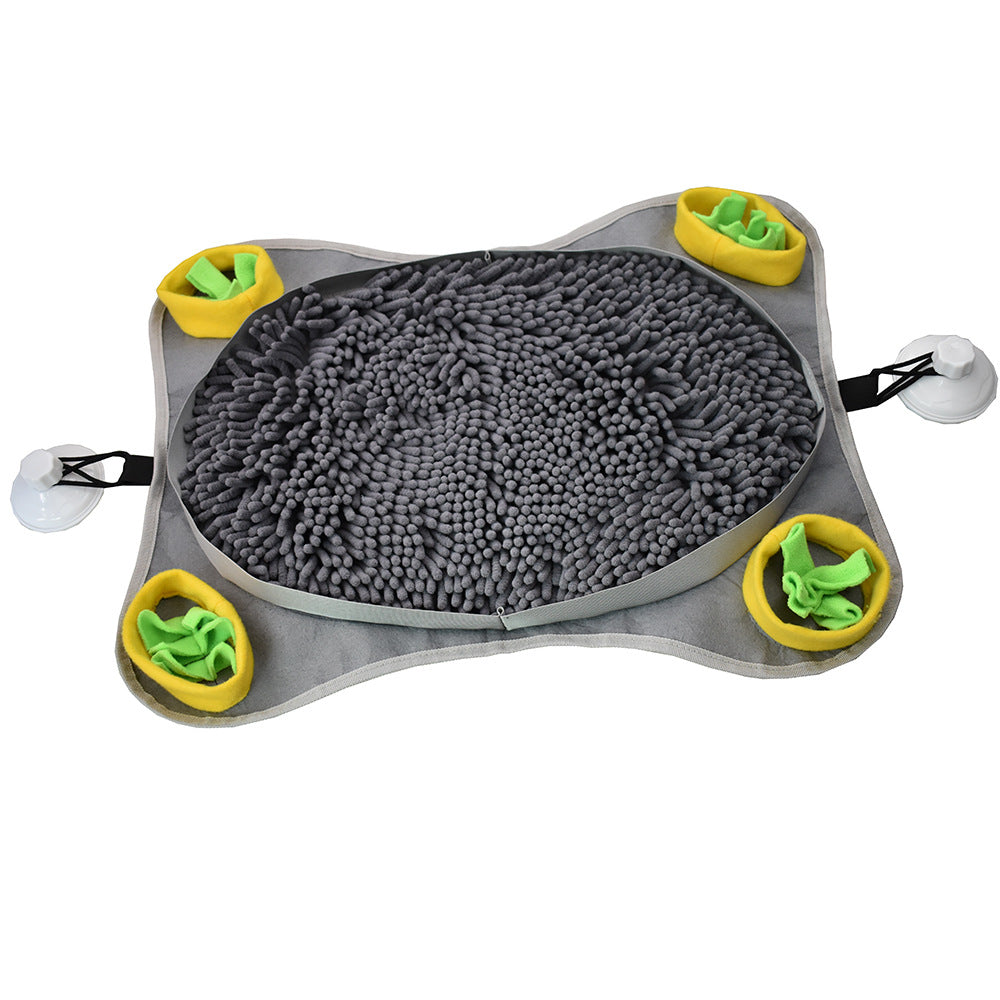 Dog foraging in snuffle mat