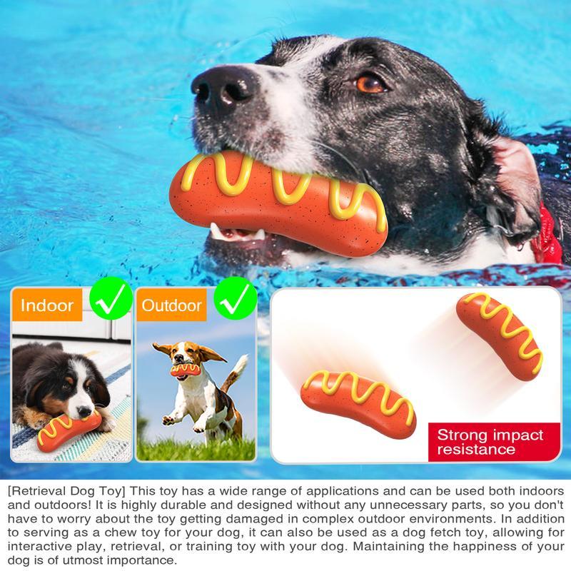 Indestructible Hot Dog Chew Toy - Tough Rubber for Aggressive Chewers