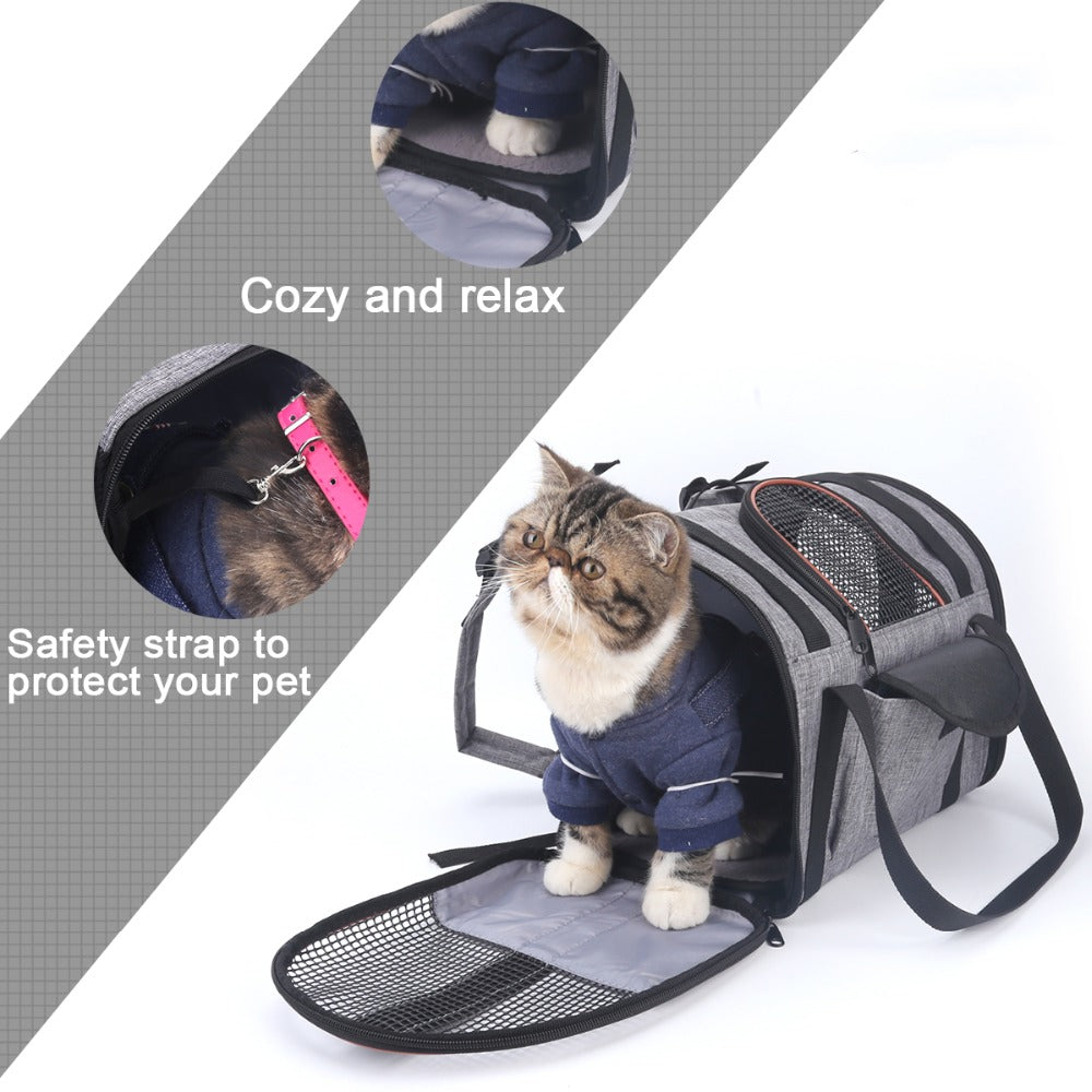 FoldAway Pet Car Seat Carrier - Seatbelt-Ready Travel Basket for Cats & Small Dogs