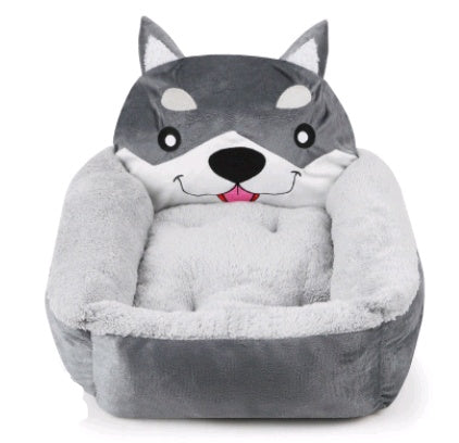 Cute Animal Face Pet Bed Mat - Soft Plush Cushion for Cats & Dogs