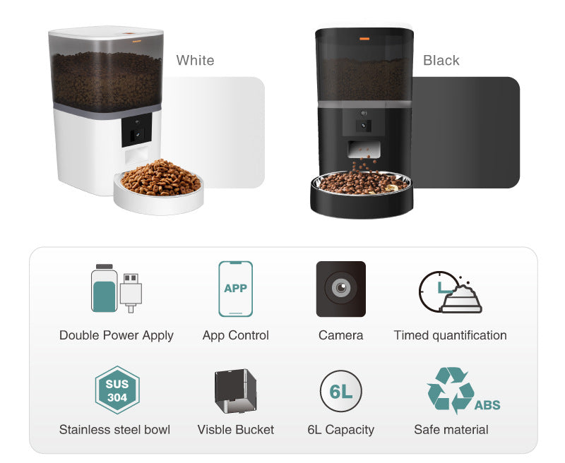 6L Smart WiFi Pet Feeder with HD Camera - App Control & Video Monitoring for Cats & Dogs