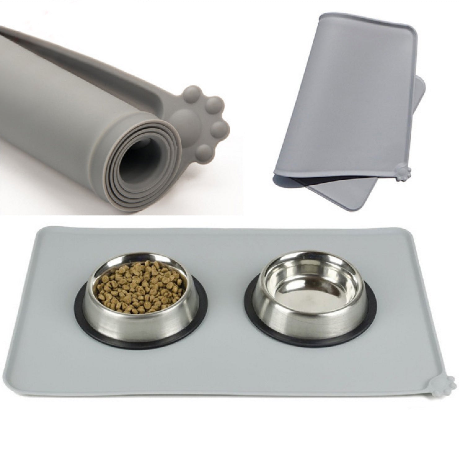 Waterproof Silicone Pet Food Mat - Non-Slip Feeding Placemat for Dogs & Cats