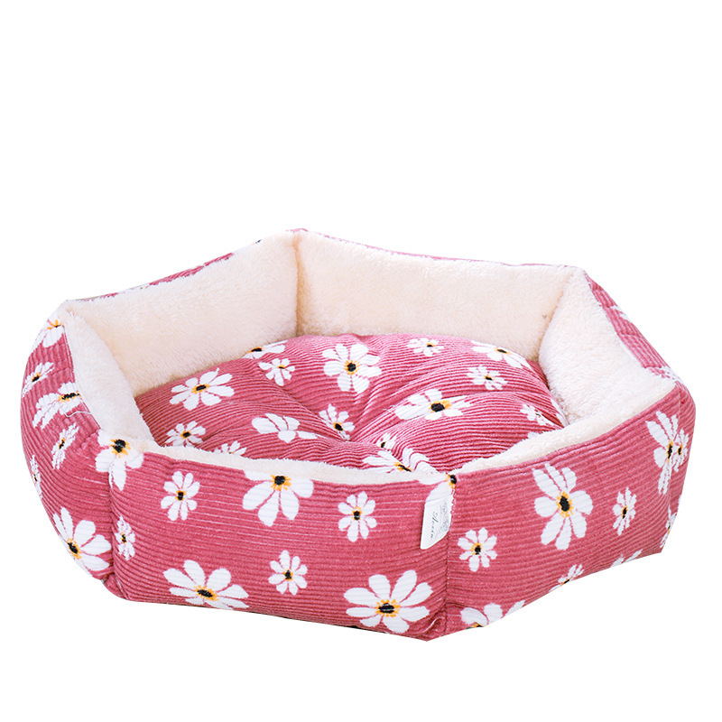 Daisy Flower Pet Bed - Cozy Round Nest for Cats & Small Dogs
