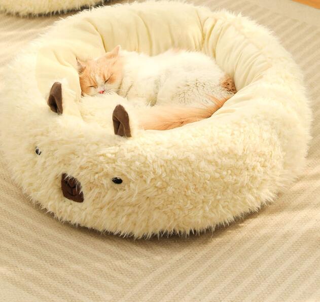 Alpaca Pet Bed - Cute Plush Cozy Nest for Cats & Small Dogs
