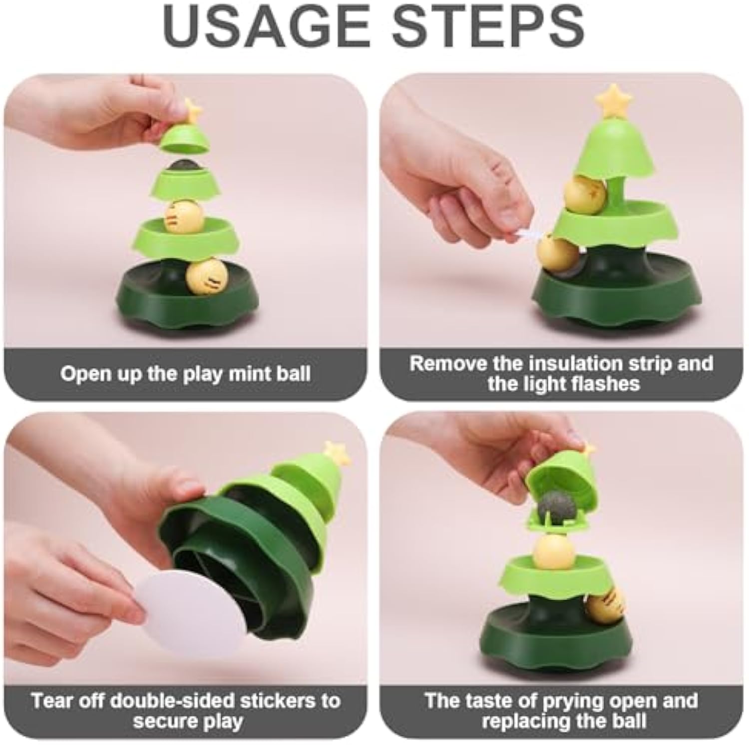 Christmas Tree Cat Track Toy - 2-in-1 Roller Ball with Catnip