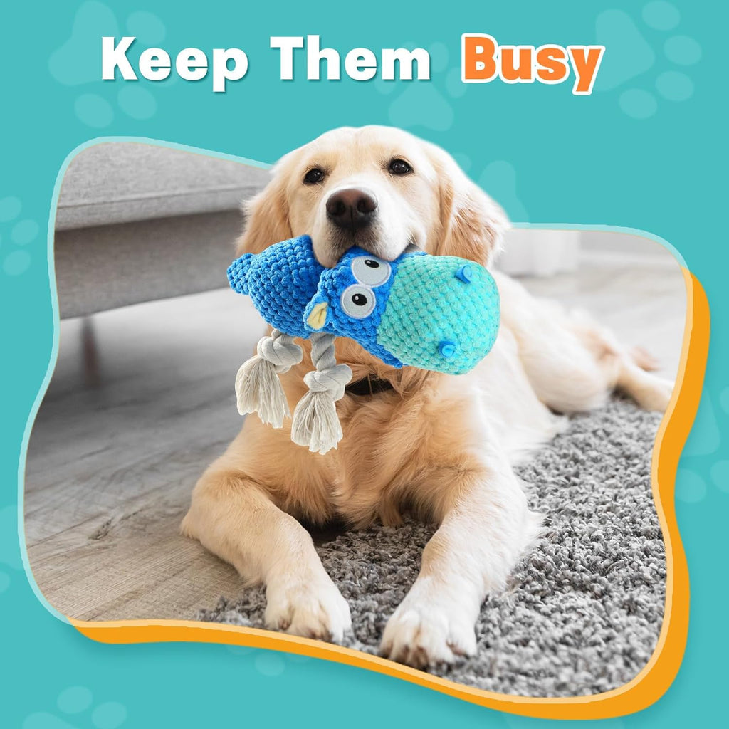 Dinosaur Squeaky Dog Toy - Durable Plush for Aggressive Chewers, Large Dogs