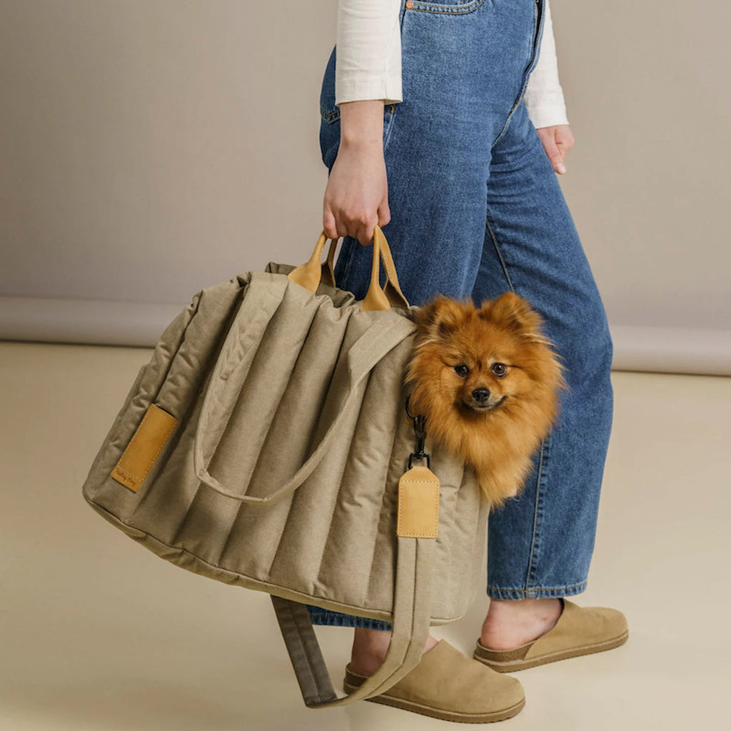 Quilted Pet Carrier Tote - Waterproof Fashion Handbag with Sherpa Lining for Small Dogs & Cats