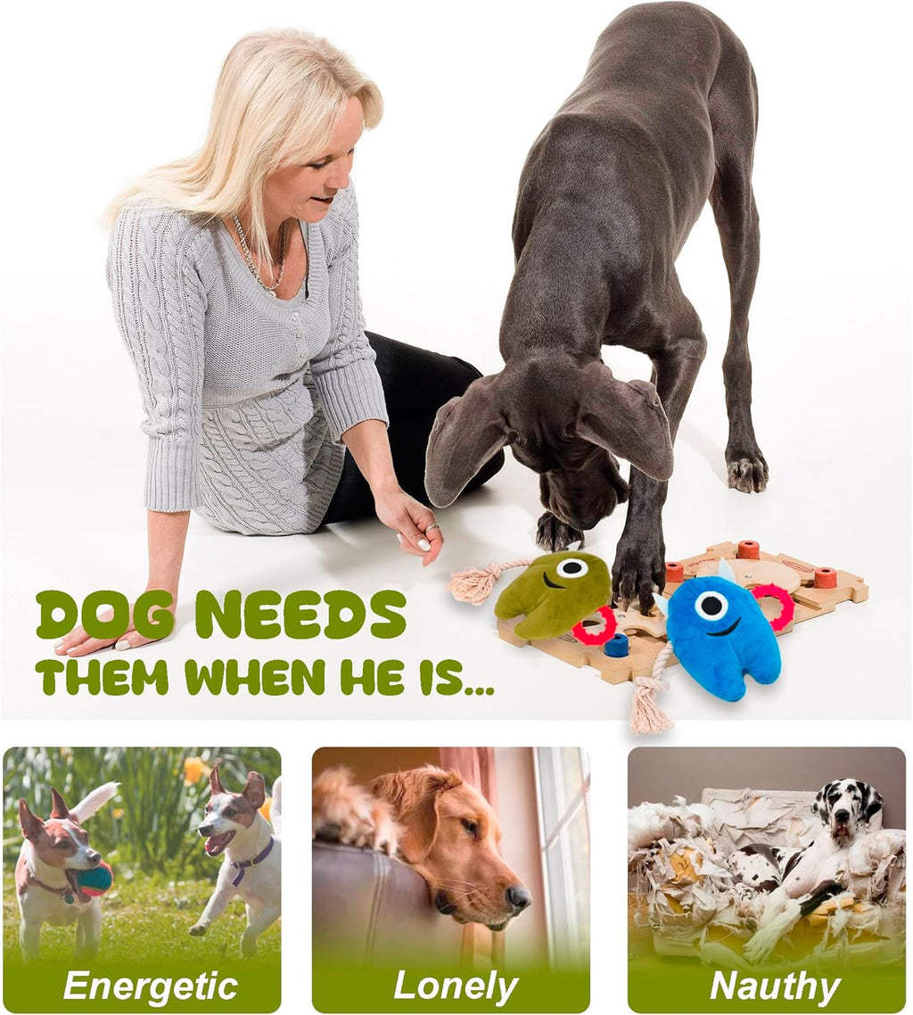 Monster Plush Rope Dog Toy - Squeaky Tug of War for All Breed Sizes