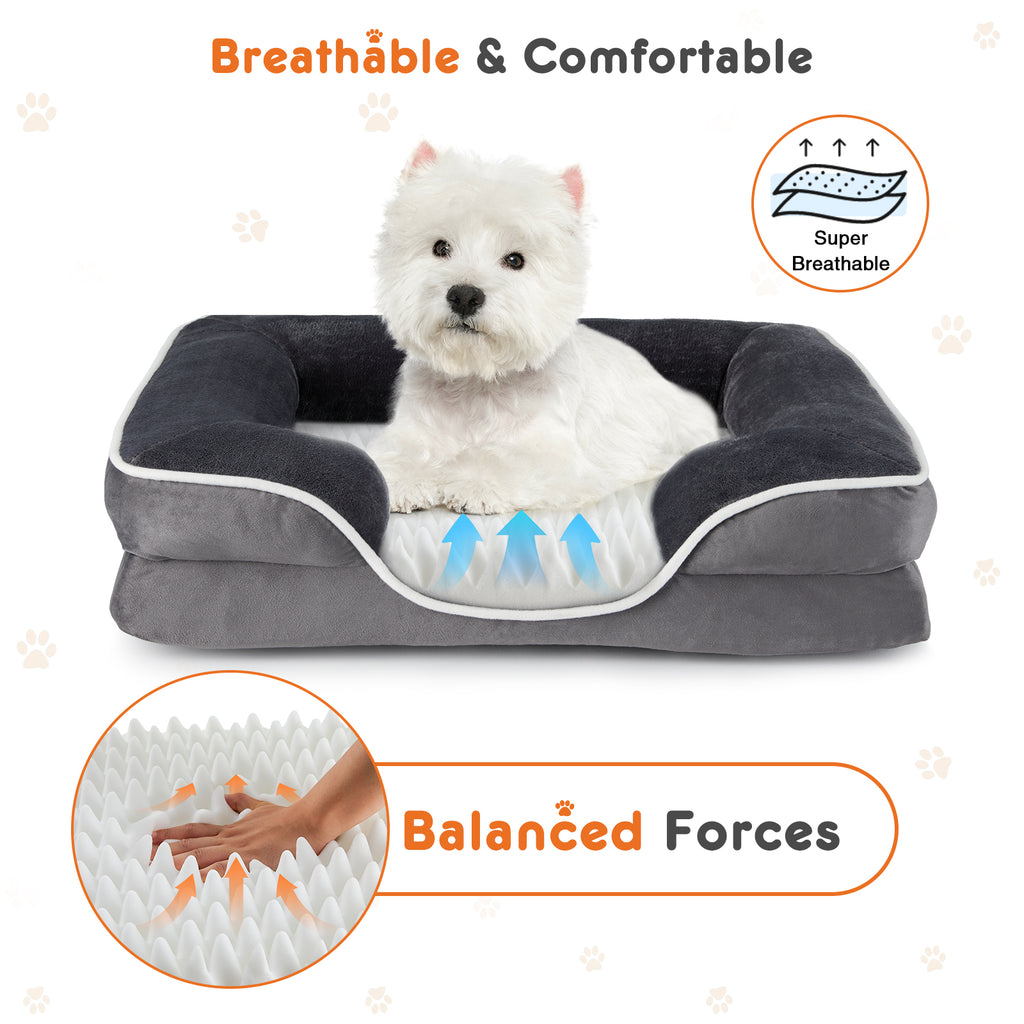 Memory Foam Pet Bed - Washable Removable Cover with Waterproof Liner & Non-Slip Base