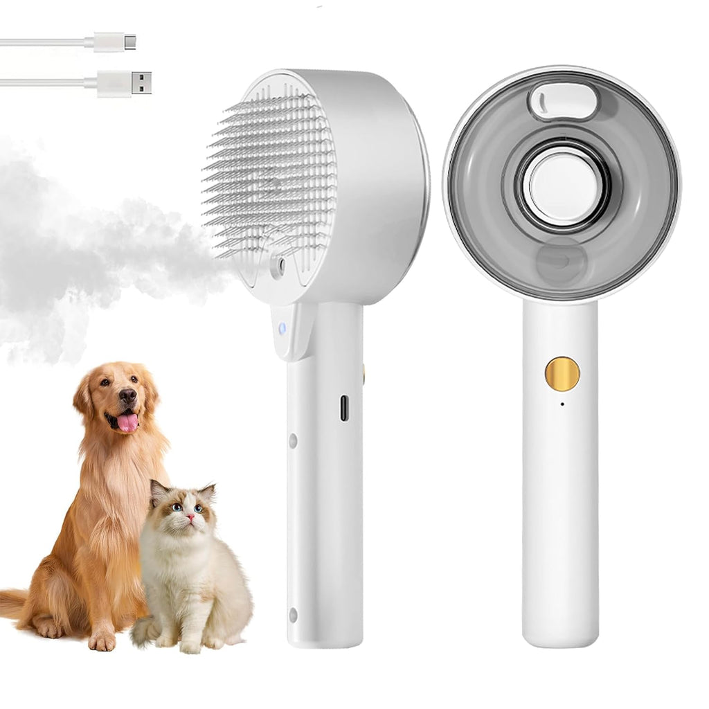 Premium Pet Steam Brush with 140° Deep-Clean Pins - Deshedding & Massage for Cats & Dogs