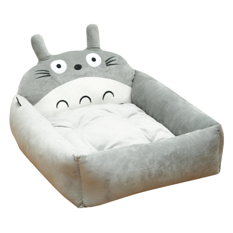 Cute Animal Face Pet Bed Mat - Soft Plush Cushion for Cats & Dogs