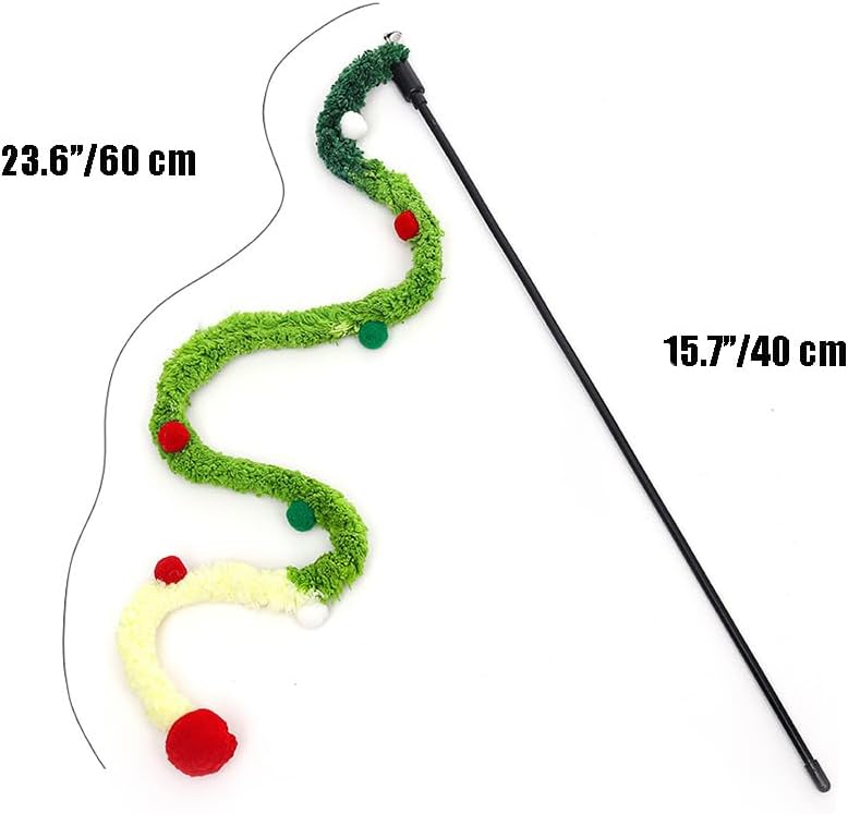 Colorful Plush Strip Cat Teaser Wand - Interactive Toy for All Breeds