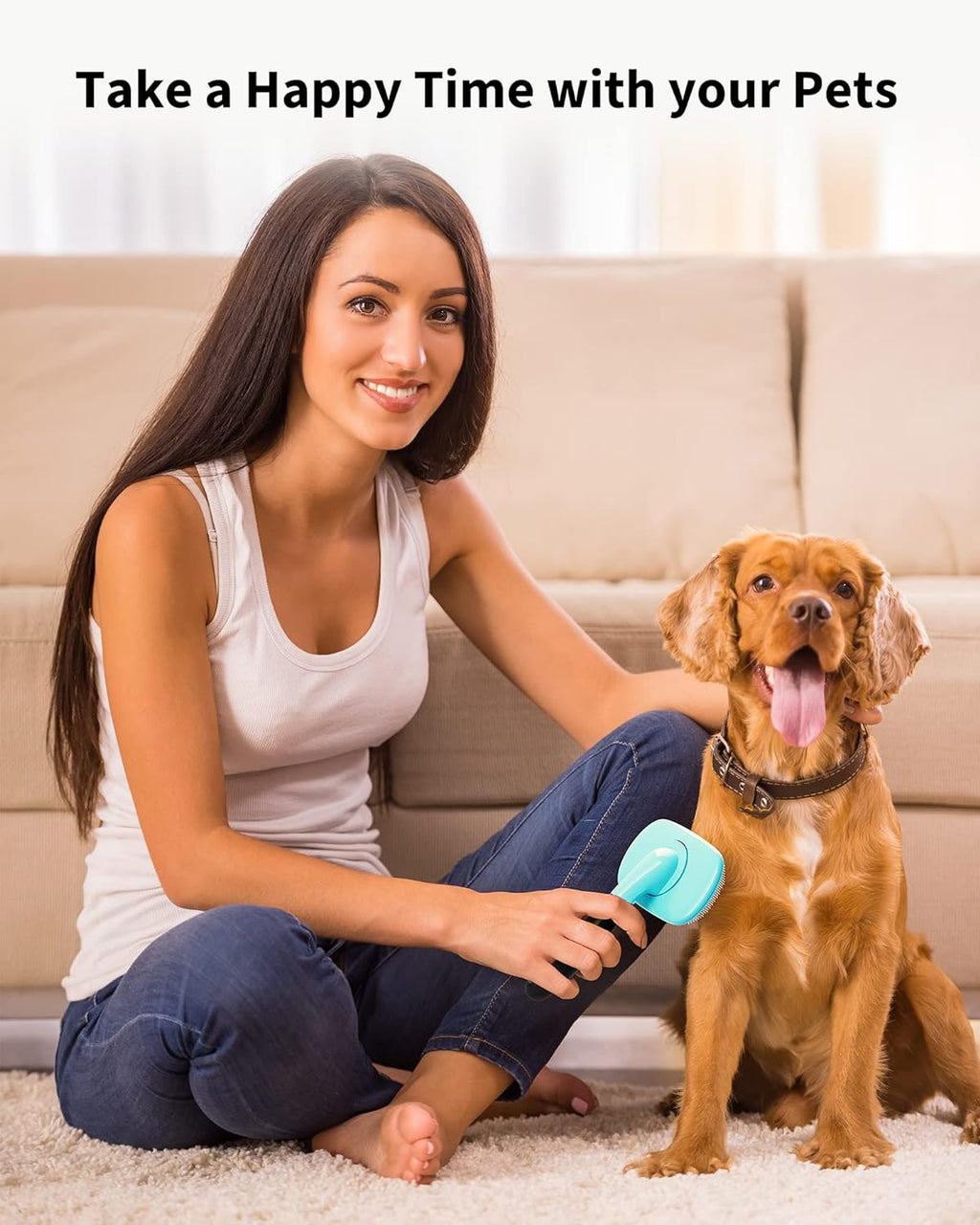 Self-Cleaning Pet Grooming Brush - Deshedding Tool for Cats & Dogs (S/L)