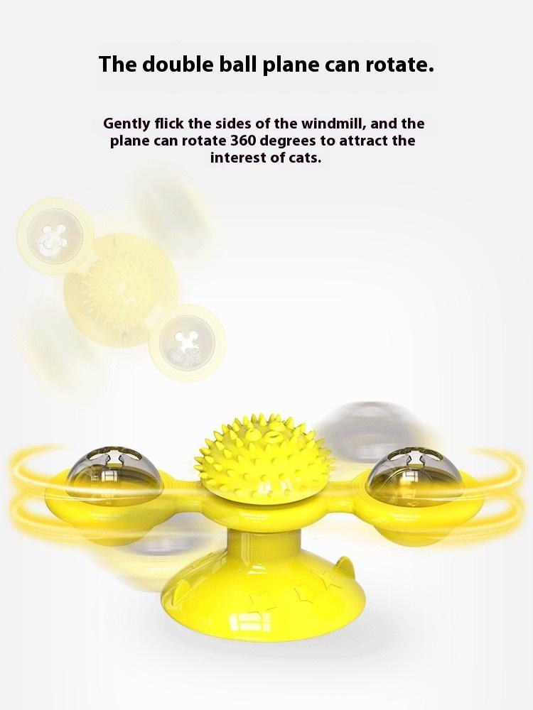Interactive Windmill Cat Toy - LED Ball & Catnip Holder with Suction Cup