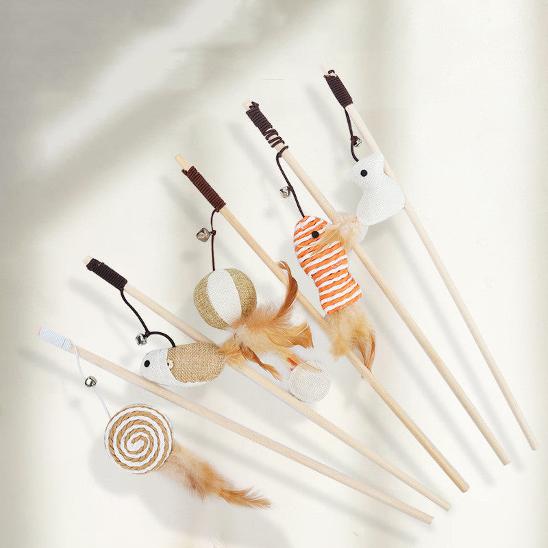 Retractable Feather Bell Cat Teaser Wand - 8 Styles