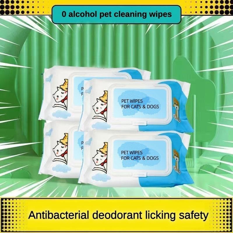 Plant-Based Pet Cleaning Wipes - Antibacterial Paw, Eye & Ear Wipes for Dogs & Cats