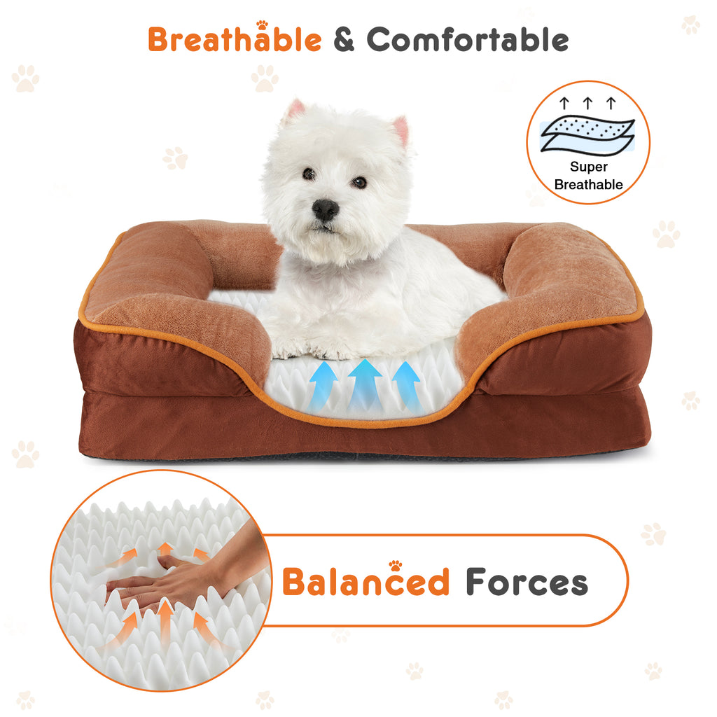 Memory Foam Pet Bed - Washable Removable Cover with Waterproof Liner & Non-Slip Base