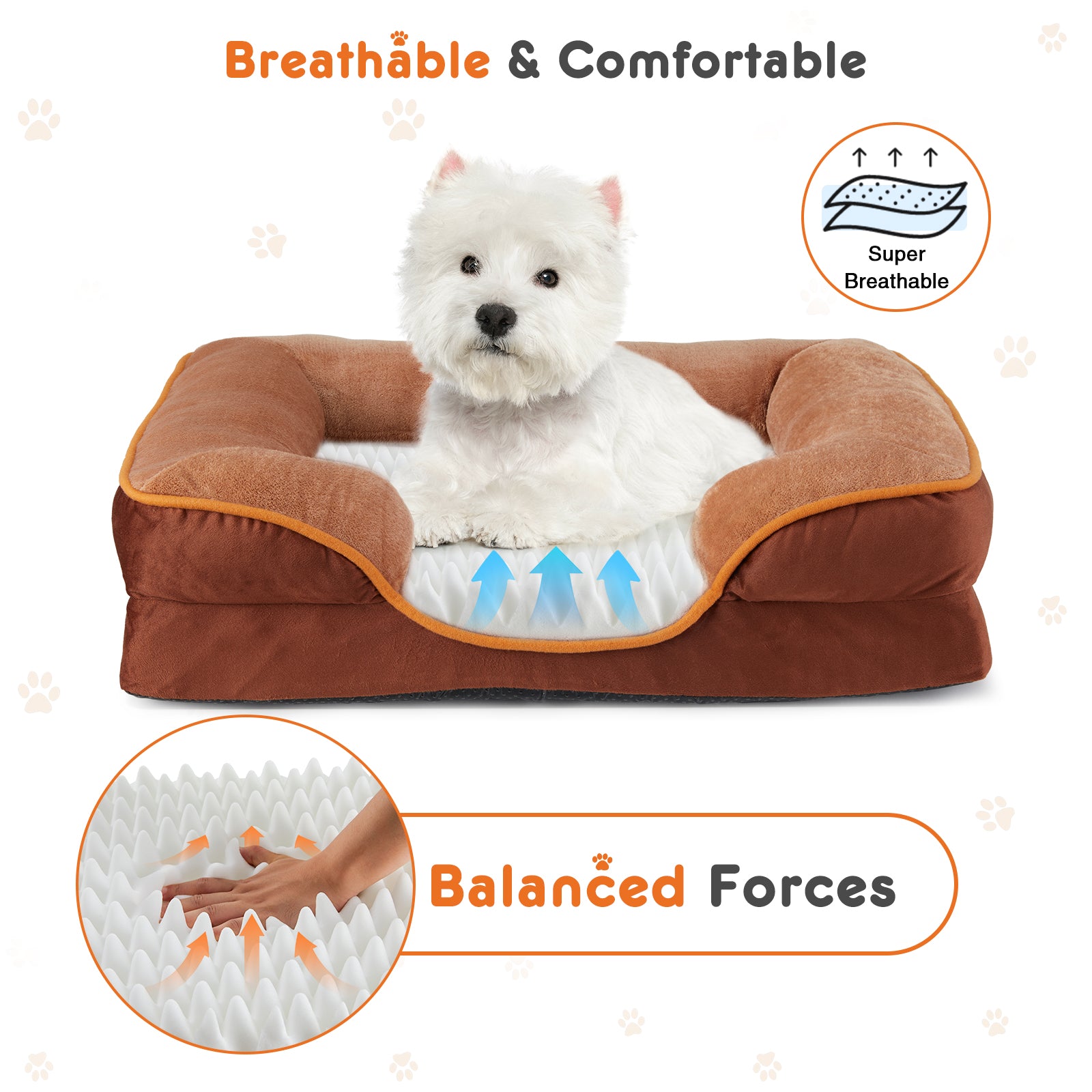 Memory Foam Pet Bed - Washable Removable Cover with Waterproof Liner & Non-Slip Base