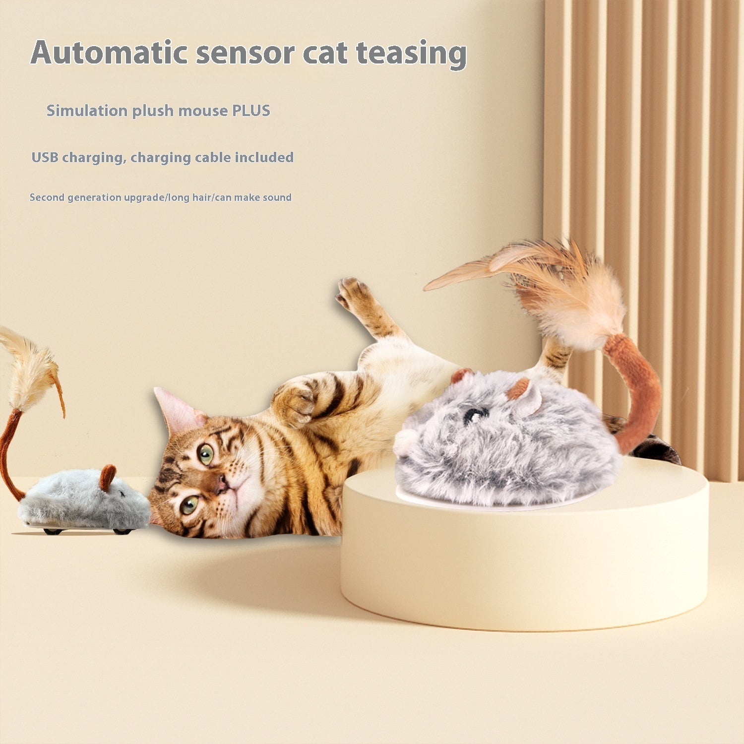 Electric Self-Moving Mouse Cat Toy - Type-C Rechargeable