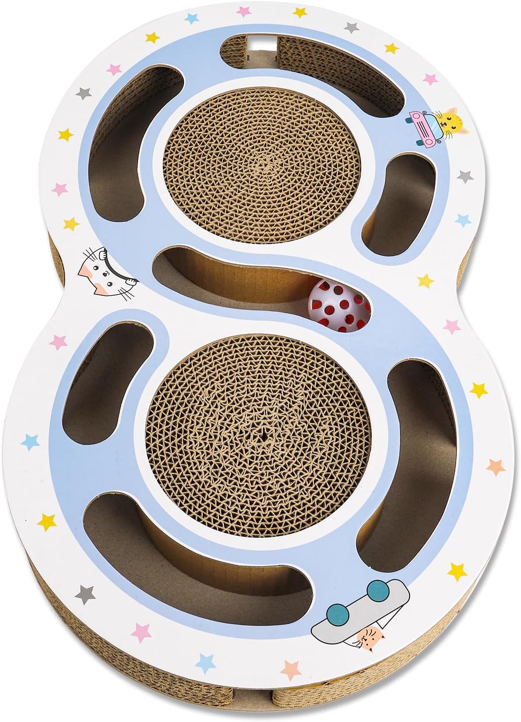 Round Cat Scratcher with Ball Track - 2-in-1 Scratching Pad & Interactive Toy