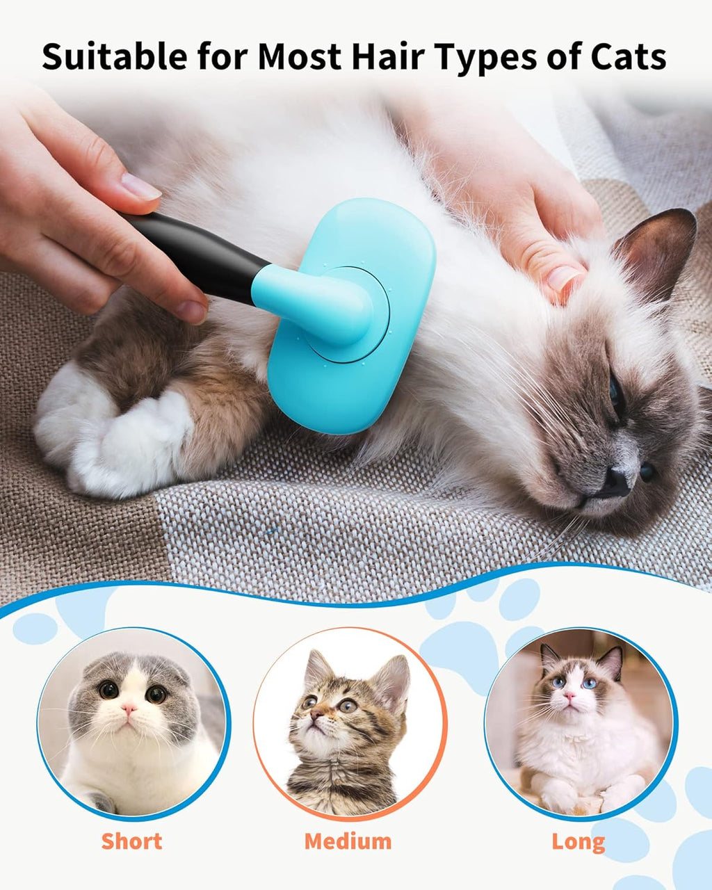 Self-Cleaning Pet Grooming Brush - Deshedding Tool for Cats & Dogs (S/L)
