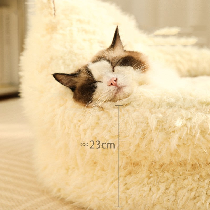 Alpaca Pet Bed - Cute Plush Cozy Nest for Cats & Small Dogs