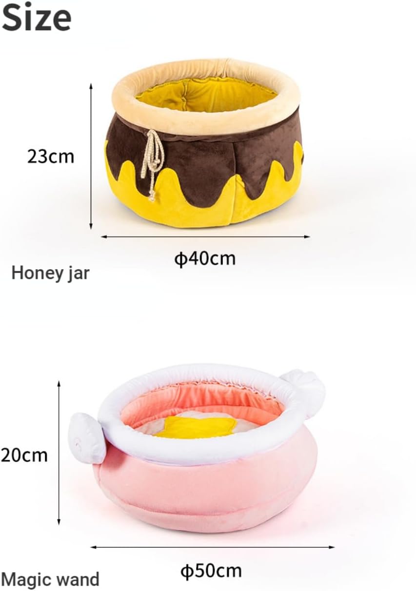 Honey Pot Cat Cave Bed — Cozy Plush Hideaway for Cats & Small Dogs