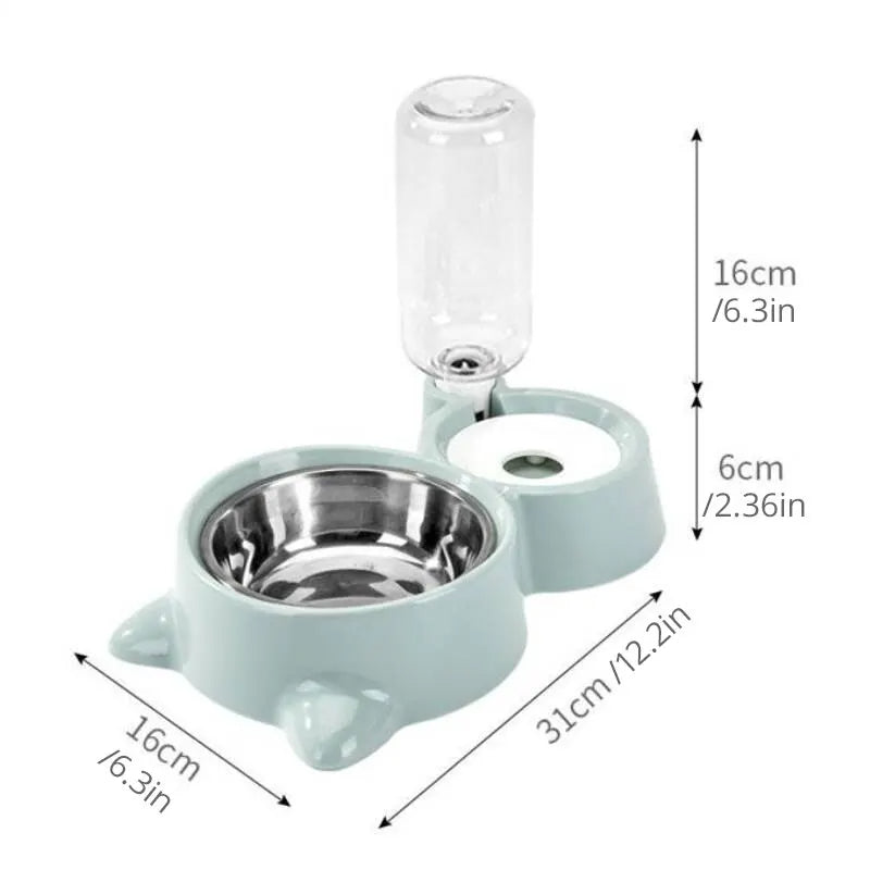 Pet eating from gravity feeder bowl