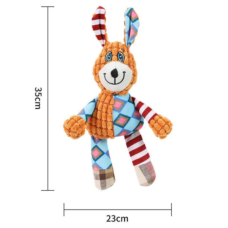 Cute Animal Plush Dog Toy - Squeaky Chew for Teeth Grinding (Elephant, Fox, Rabbit)