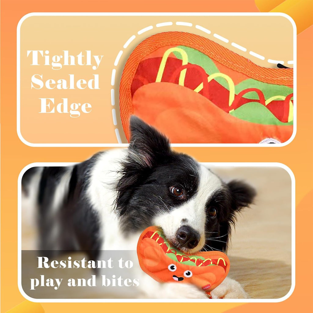 No-Stuffing Crinkle Dog Toy - Fast Food Collection (Burger, Fries, Pizza, Hot Dog)