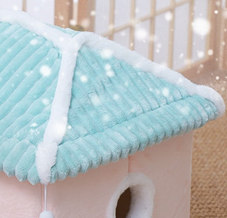Cozy Cat House Villa - Enclosed Pet Bed with Removable Washable Cushion