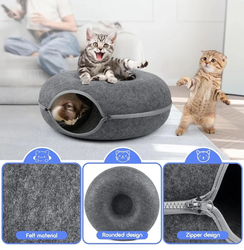 Donut Pet Cat Tunnel Interactive Bed Toy