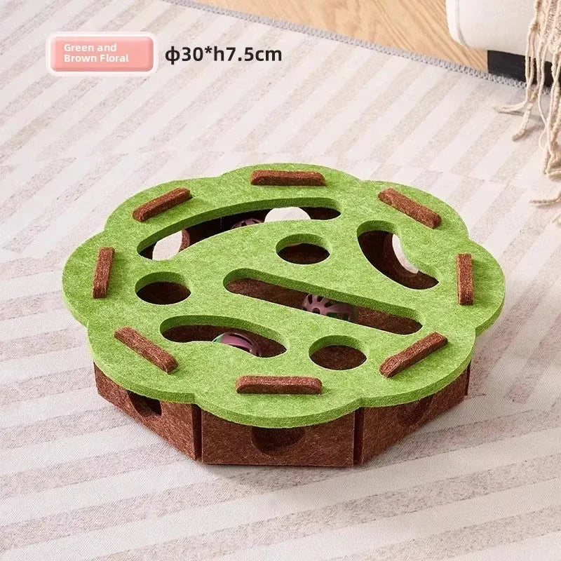 Cat Puzzle Box Felt Toy - Interactive Treat Hiding Game