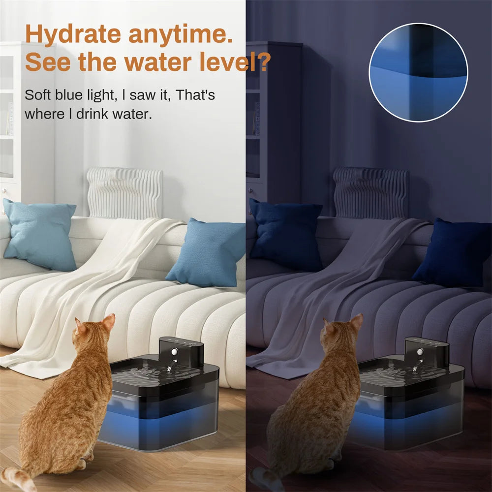 Automatic Cat Water Fountain 2.2L - Wireless Pet Water Dispenser