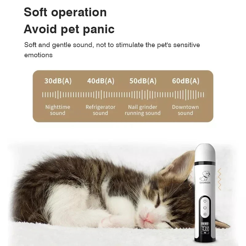Electric Pet Nail Grinder with LED Light - USB Rechargeable